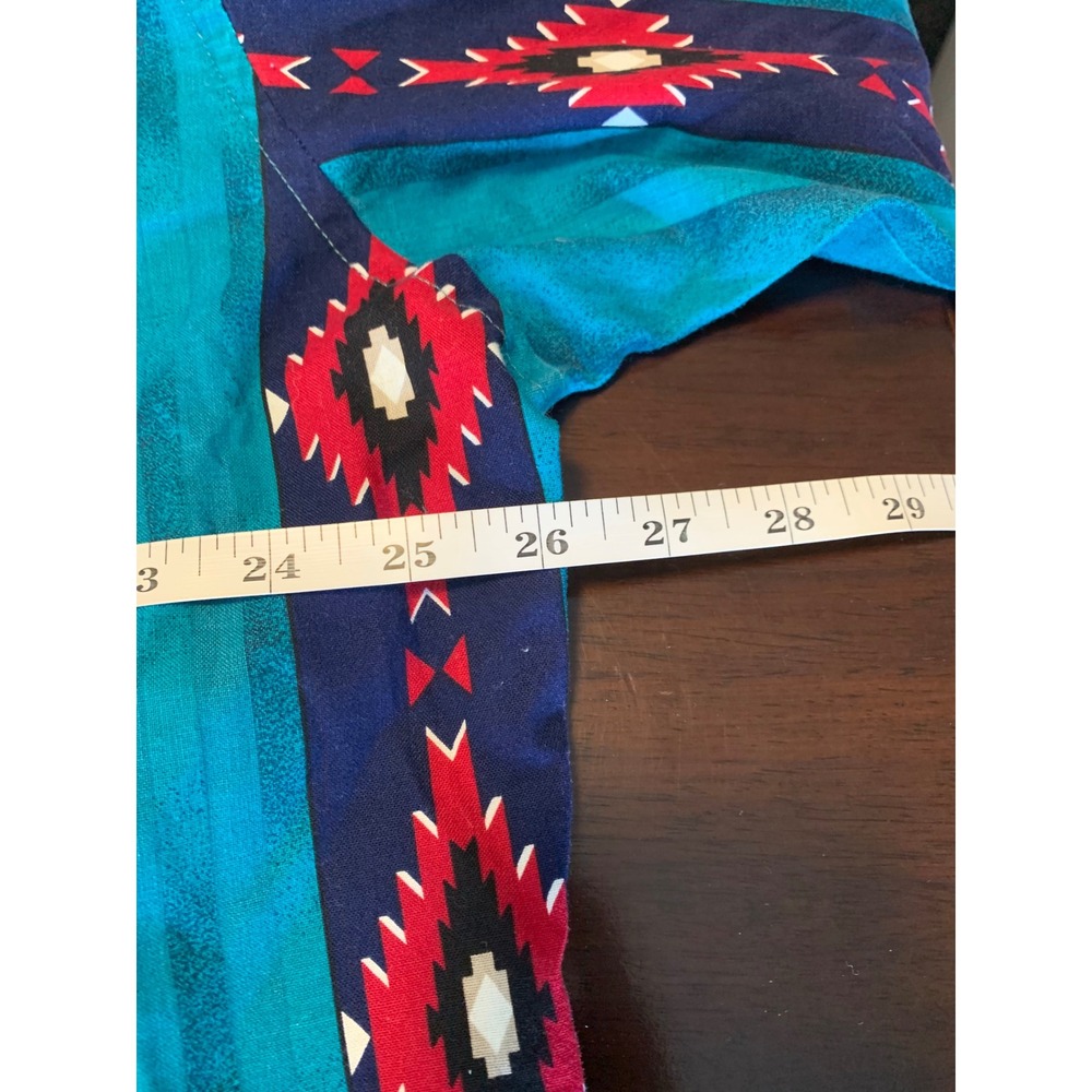 Vintage Wrangler Western Pearl Snap 80s Shirt XL Turquoise Southwestern - Picture 5 of 7